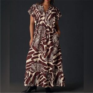 Maeve by Anthropologie Cassandra Safari Print Maxi Dress